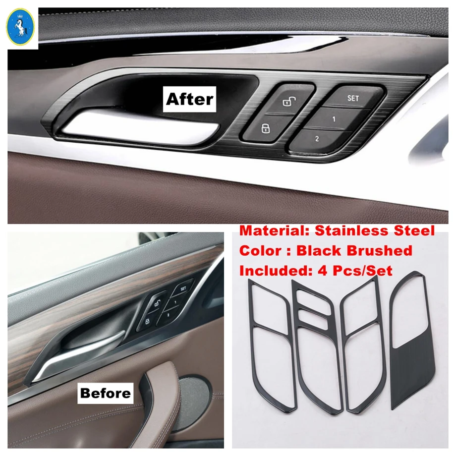

Black Brushed Interior Refit Kit Door Bowl / Lift Button / Head Lamps Cover Trim For BMW X3 G01 2018 - 2021 / X4 G02 2019 - 2021