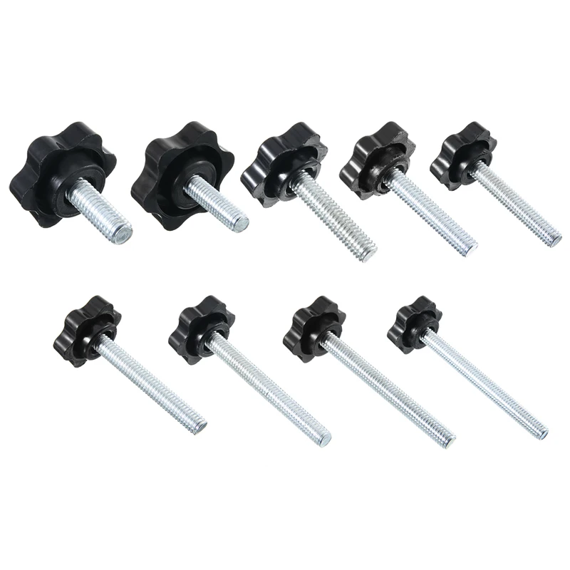 

5Pcs M6 10-60mm Plastic Star Shape Head Thread Knurled Thumb Tighten Screw Clamping Grip Knob Screw Wood Plum Bolt