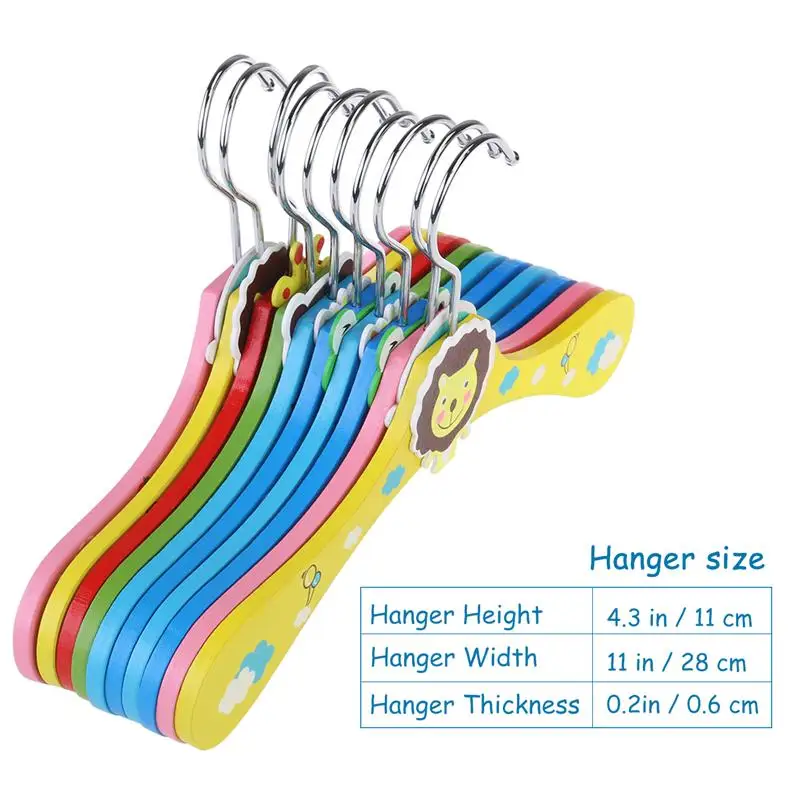 

10pcs Hangers for Clothes Drying Rack Baby Kids Cartoon Wooden Coat Clothes Pants Hook Hanger Rack Stands (Random Pattern)