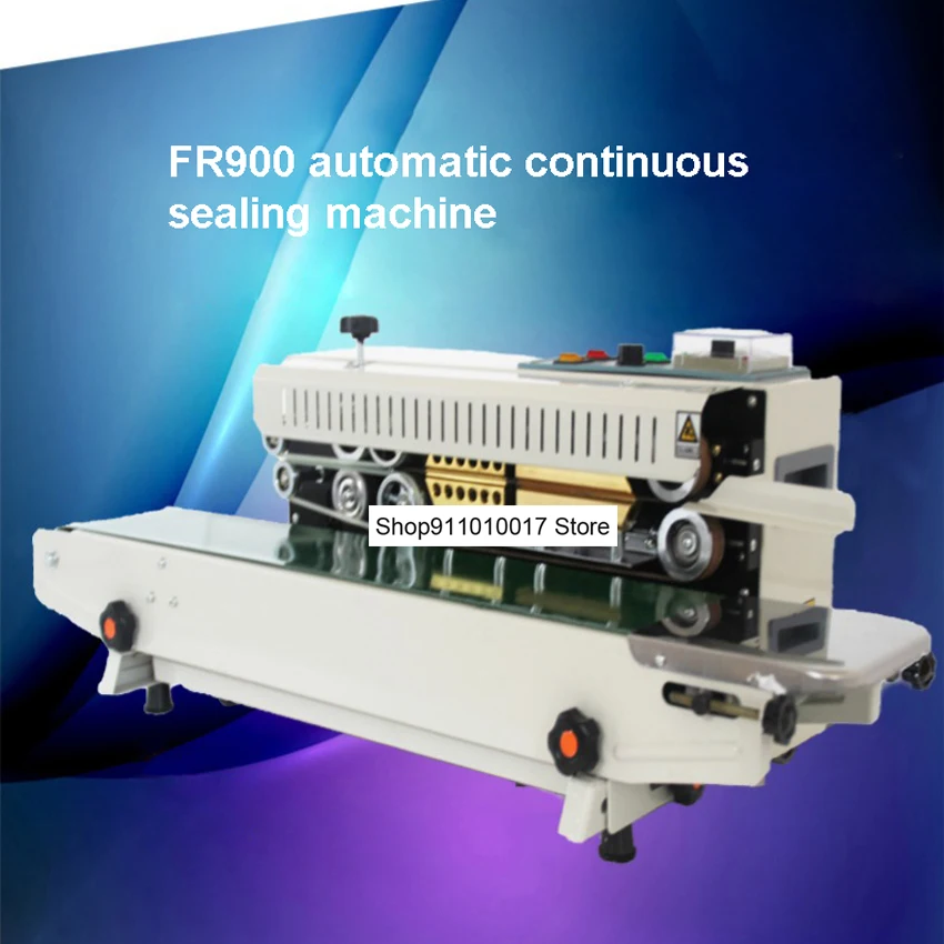 

FR900 Automatic Continuous Sealing Machine Food Plastic Bag Aluminum Foil Bag Film Sealing Machine 220V 500W 0-12m/min 5-12mm