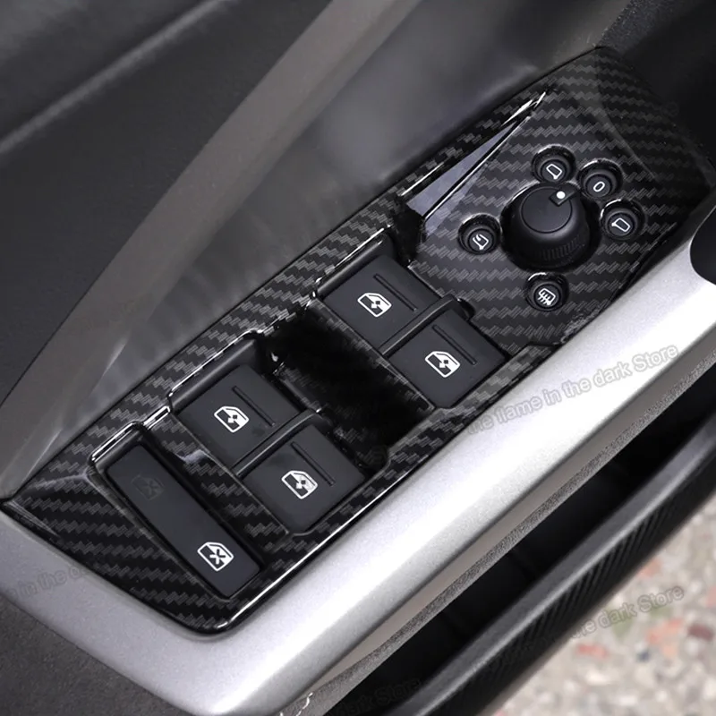 

Lsrtw2017 Car Window Lifter Switch Control Panel Cover Trims for Audi Q3 2019 2020 2021 Interior Accessories Auto Styling