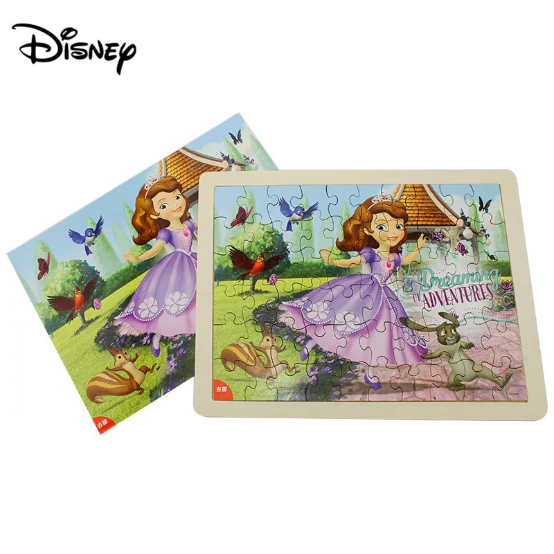 Disney 60 шт деревянные головоломки Девушка Строительные 3 4 5 лет Детские игрушки