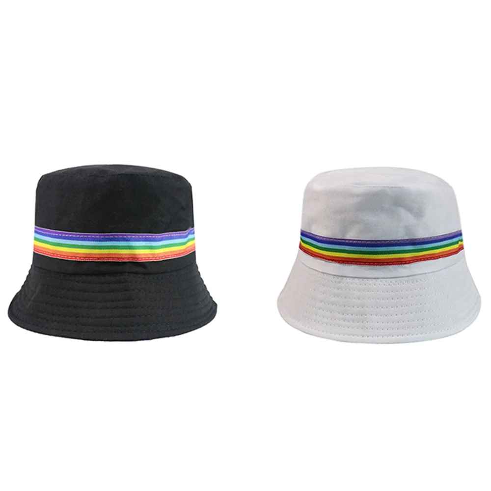 

2020 summer fashion sun cap Classic black white Rainbow bucket hat for women man fisherman hat Lovers bob hat