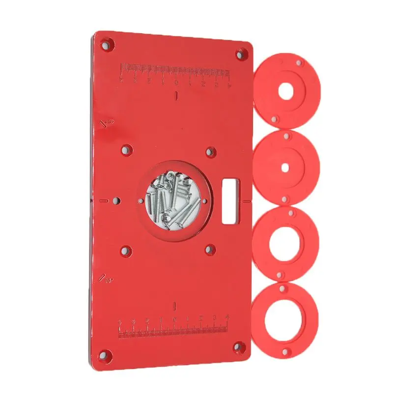 

Metal Router Table Insert Plate with 4 Rings Screws for Woodworking Benches Trimmer Machine