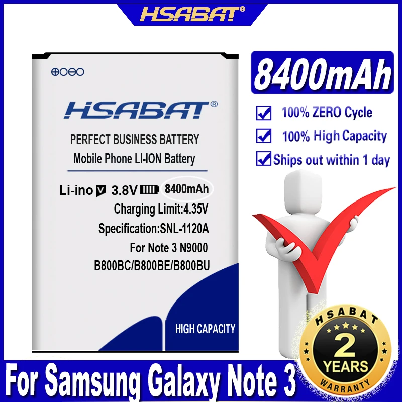 Аккумулятор HSABAT 8400mAh B800BC для Samsung Galaxy Note 3 NFC III note3 N9000 N9005 N900A N900 N9002 N9008 N9009 N9006 N9008S.