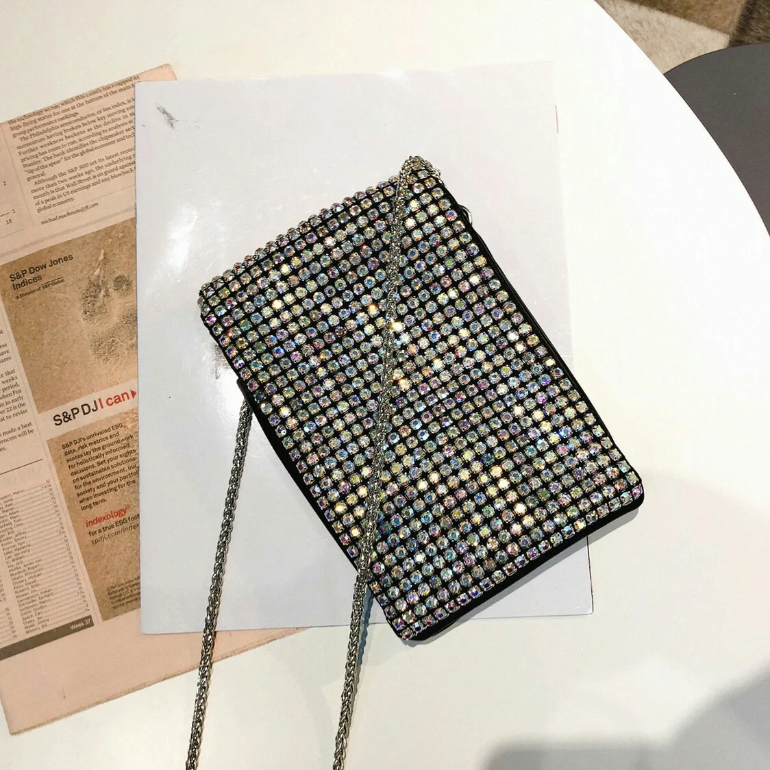 Water Drill Bag Small Square Bag with Cover Mobile Phone Bag One Shoulder Slant Bag Female
