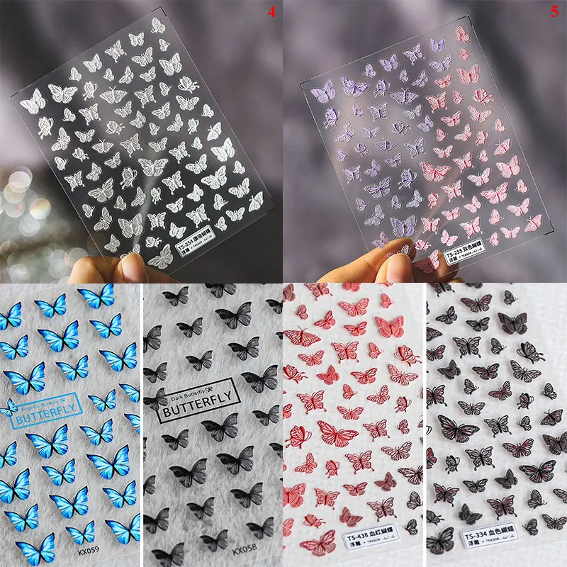 

Manicure Fashion DIY Decal 5D Nail Stickers Lace Butterfly Flower Embossed Engraved Nail Foils Women Beauty Nail Decoration
