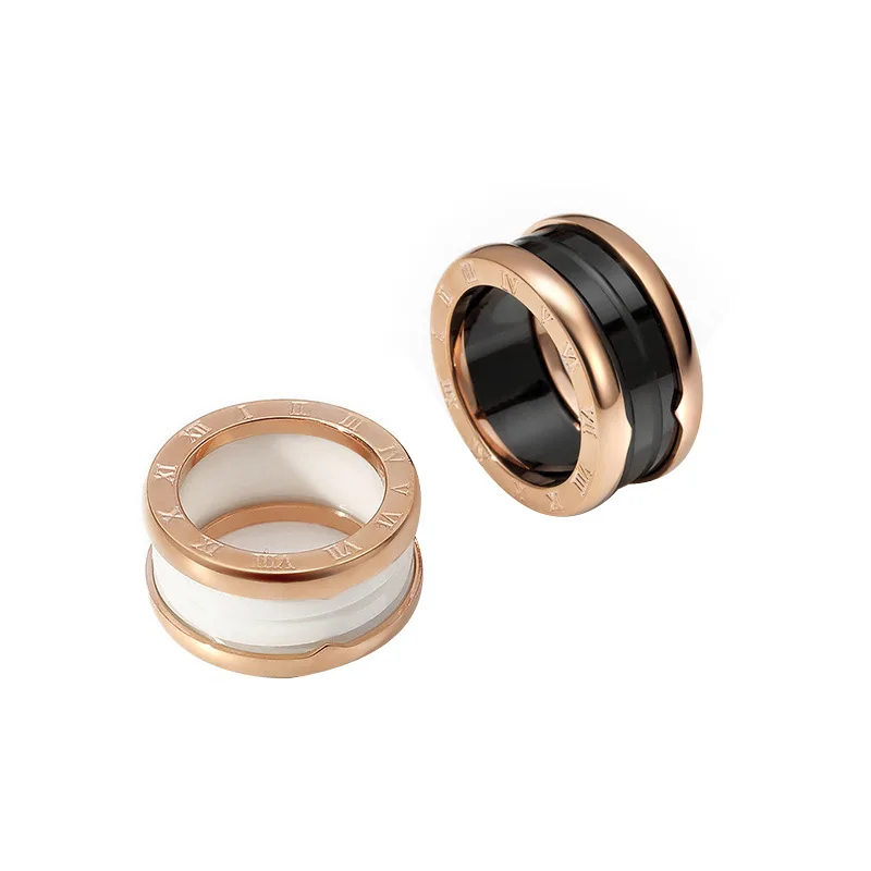

18KGP керамическое кольцо с римскими цифрами цвета розового золота очаровательные Роскошные ювелирные изделия из нержавеющей стали для женщ...