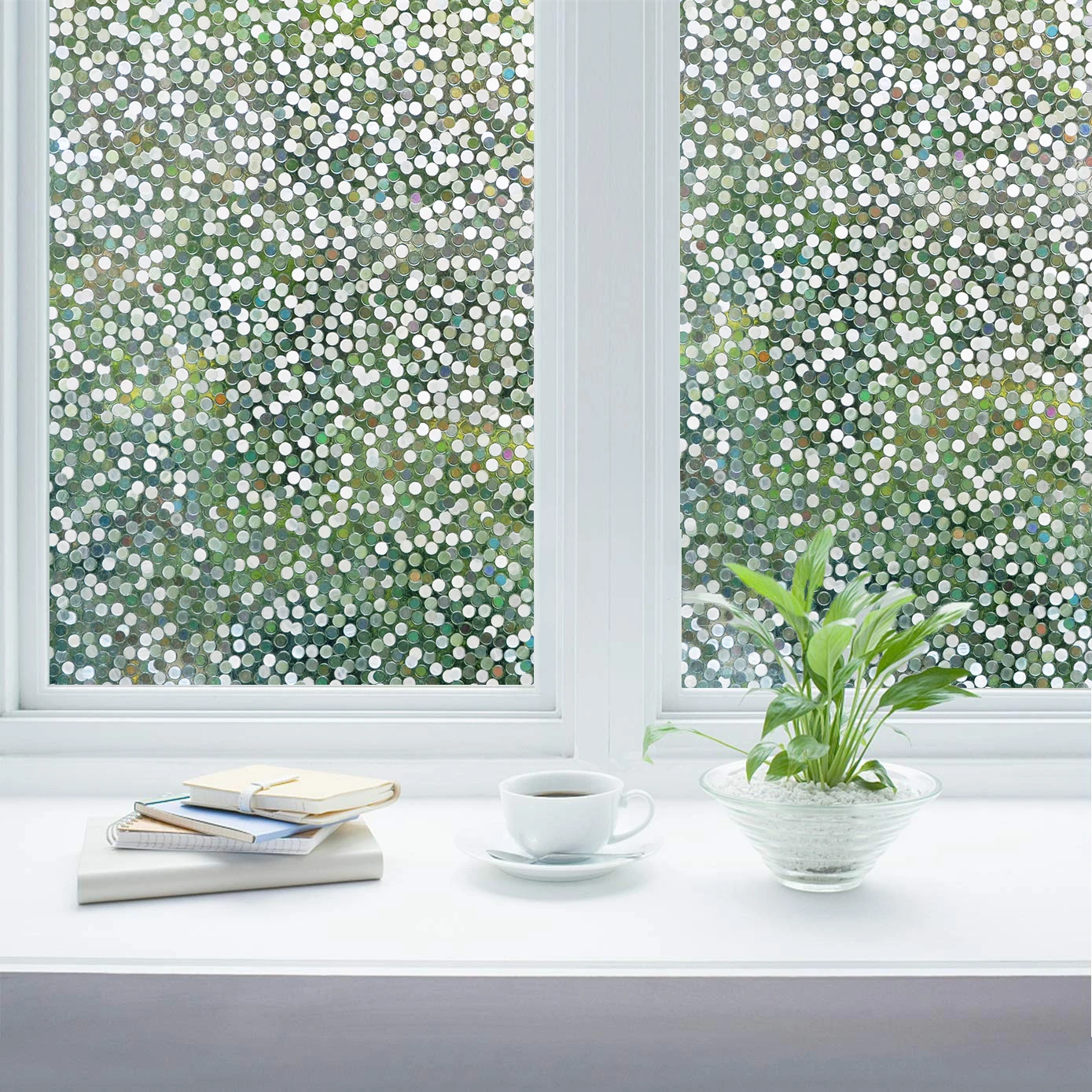 Оконная пленка витражная декоративная УФ наклейка для окон радужная матовая