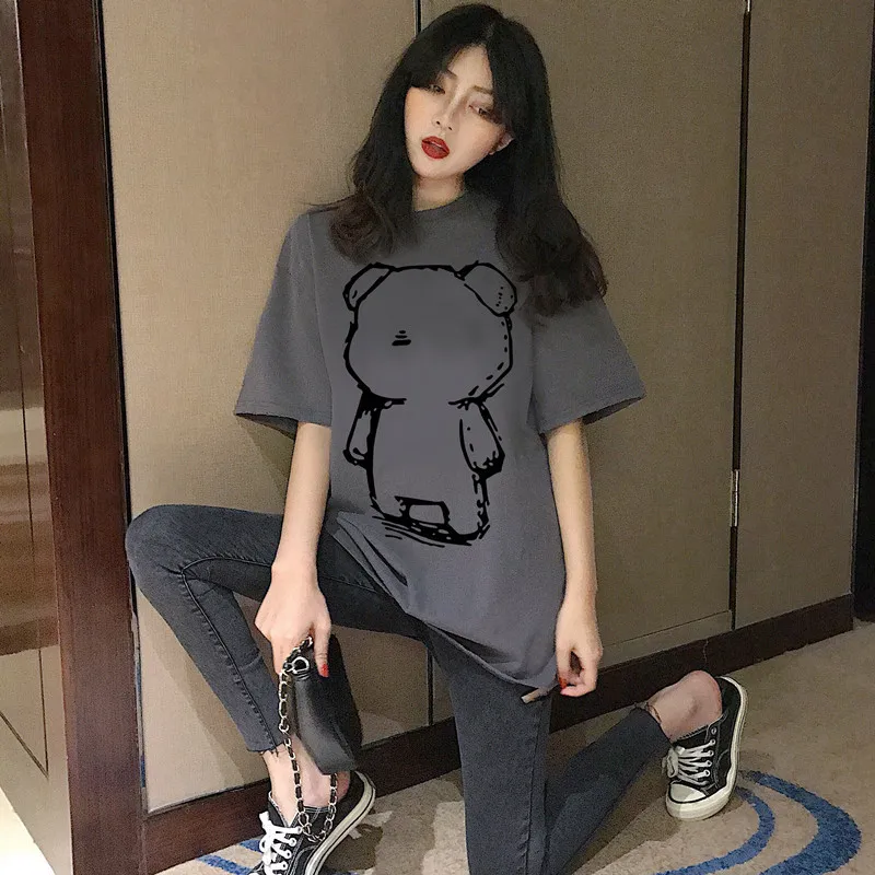 Футболка женская оверсайз с коротким рукавом свободная модная Милая