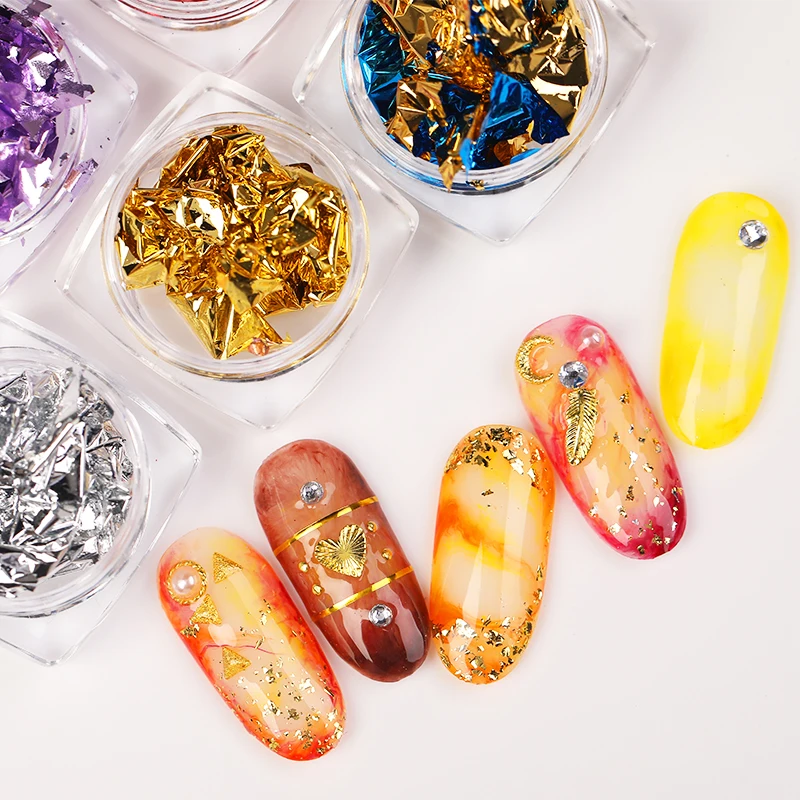 Несимметричная Фольга для ногтей пайетка наклейка бумага золотой серебряный