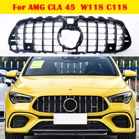 for mercedes benz amg cla 45 4matic car middle grille abs black gloss center grill front bumper vertical bar w118 c118 2020