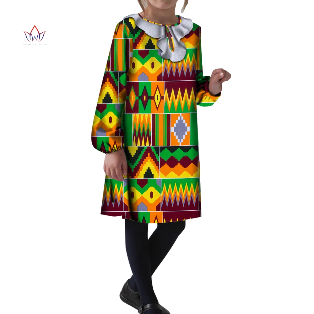 

2021 летняя африканская одежда для детей, африканская одежда с круглым вырезом, традиционное Хлопковое платье с принтом для девочек, с длинны...