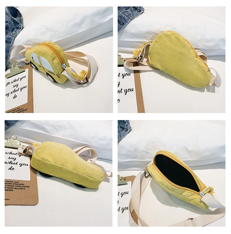 

2021 Fashion Children's Coin Purse Corduroy Zipper Cartoon Car Messenger Bag Boys Cute Mini Wallet Kids Accessory Bag for Girls