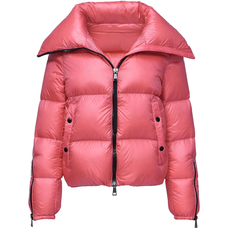 90% White Duck Down Coat Winter Jacket Women Stand Collar Solid Black Female Loose Oversized Womens Short Puffer Parka | Женская одежда