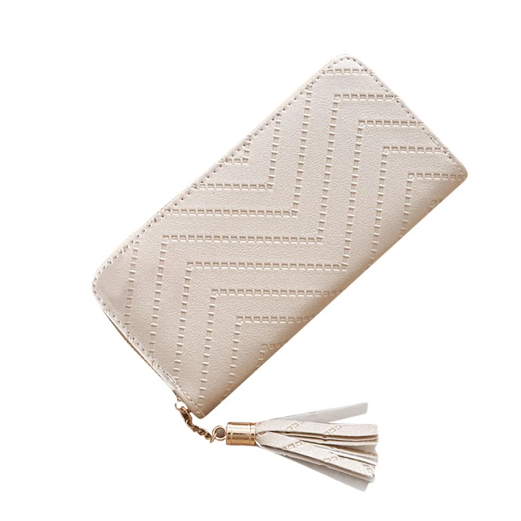 Женские кошельки с милым дизайном на молнии трендовые одноцветные длинные