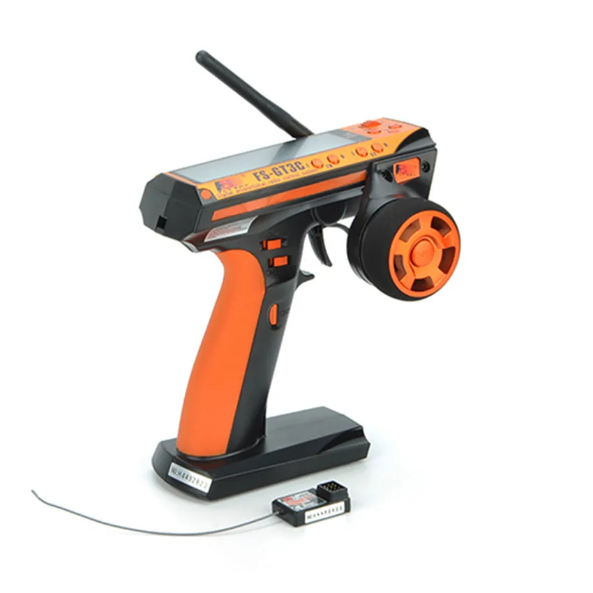 orange RC w receiver Подлинная FS GT3C 2,4G большой ЖК трехканальный пульт дистанционного управления для автомобиля/корабль модель оранжевый/серый - Цвет: orange RC w receiver