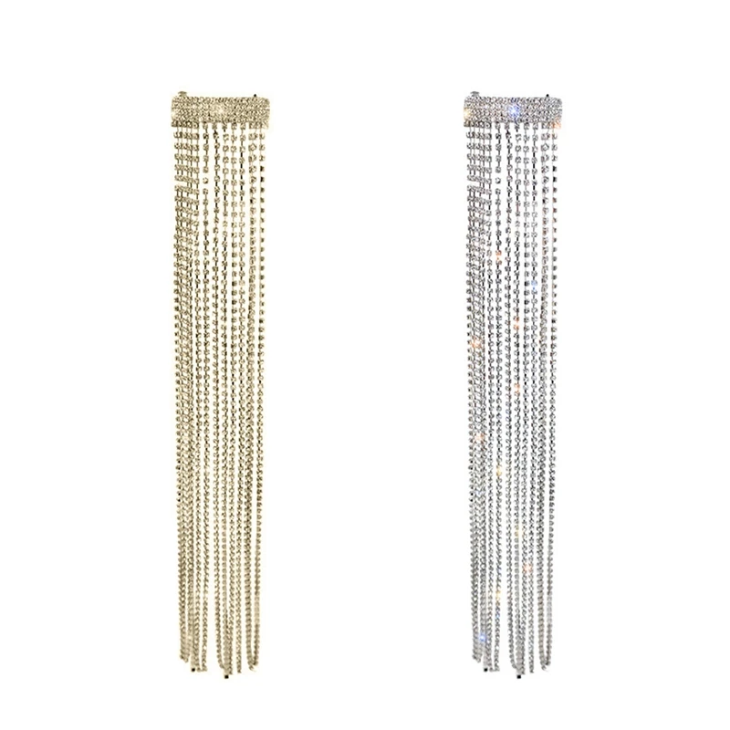 

Shine Full Rhinestone Hairpins For Women Bijoux Long Tassel Crystal Hair Accessories Wedding Banquet Jewelry