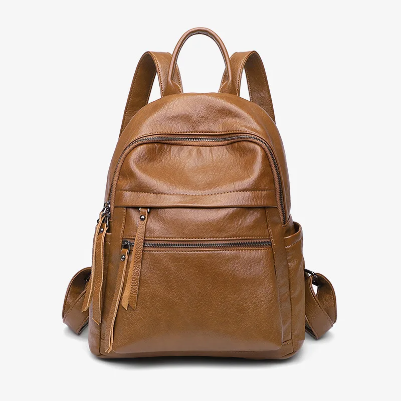 

Casual Fashion Women Backpacks Soft Leather Versatile Shoulder Bags Large Capacity Anti-theft Travel Backpack Female School Bag