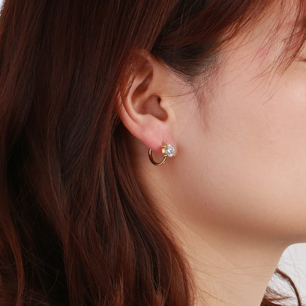 

Fashion 925 Sterling Silver Stud Earrings 6.5MM ZIrcon Moissanite Earrings Vintage Can Pass Diamond Test Fine Jewelri