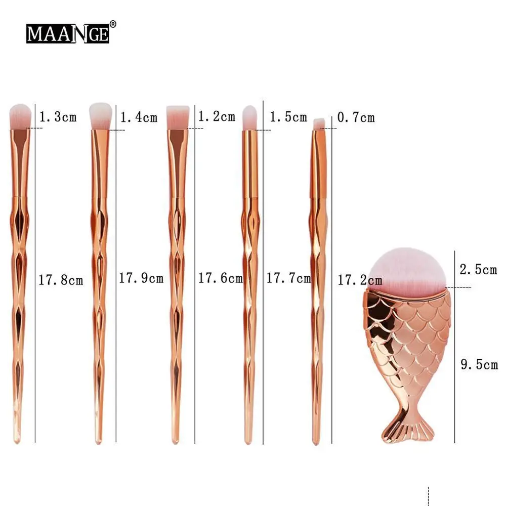 11 шт./компл. набор кистей для макияжа из розового золота в форме рыбьего хвоста |