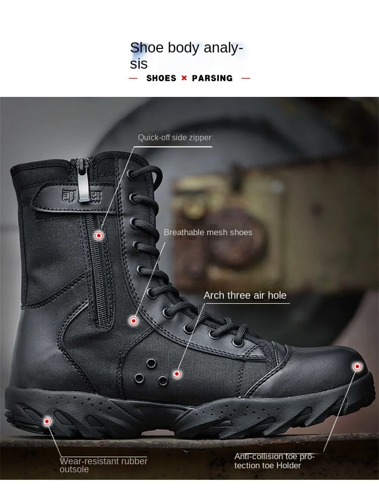 Military Boots Men Special Forces Combat High-Top Combat Canvas Tactical Training Breathable Wearable Ultralight Hiking Boots