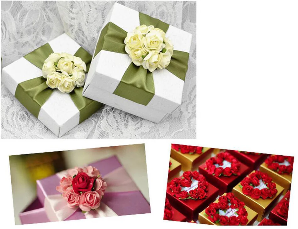 120 шт 2 см бумажный цветок роза букет для подарочной коробки украшение тутового