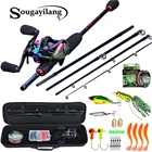 Кастинговое удилище Sougayilang Combo, 5 секций, углеродный стержень и 9 + 1 шарикоподшипник, катушка для заброса приманки с леской, аксессуары, переносной мешок, полный комплект