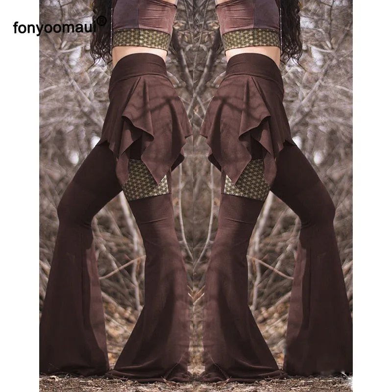Женские облегающие брюки клеш юбка асимметричной длины в готическом стиле