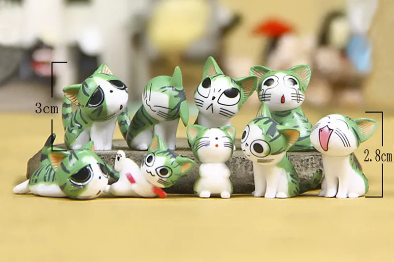 9 шт./компл. креативные миниатюрные Коты из мультфильма мелкие фигурки животных
