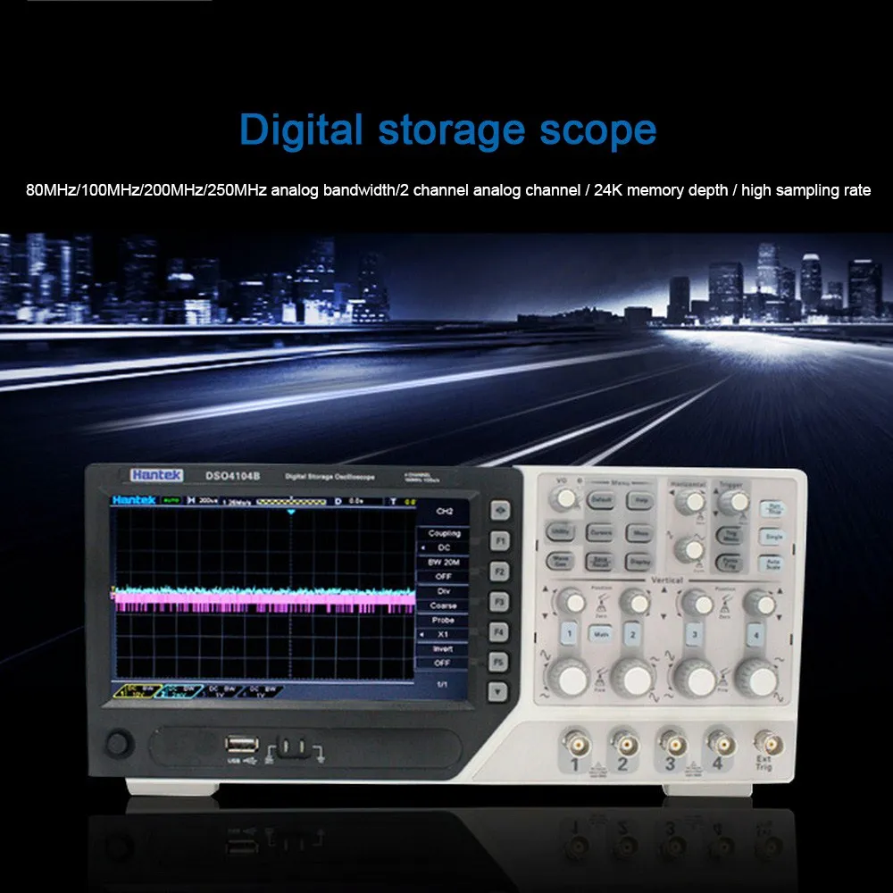 Цифровой осциллограф DSO4084B 80 МГц 4 канала 1 Gsa/s Встроенный USB + EXT DVM Функция