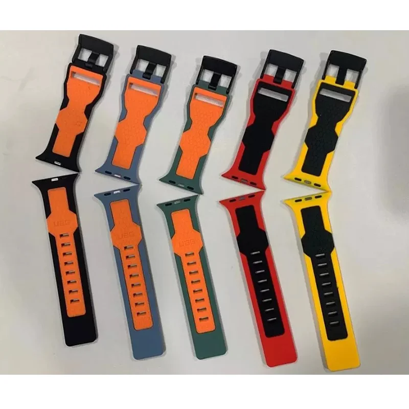 

High quality silicone strap for Apple Watch band 44/42mm 40/38mm meteorite two-color bracelet apple watch series 6 SE 5 4 3 2