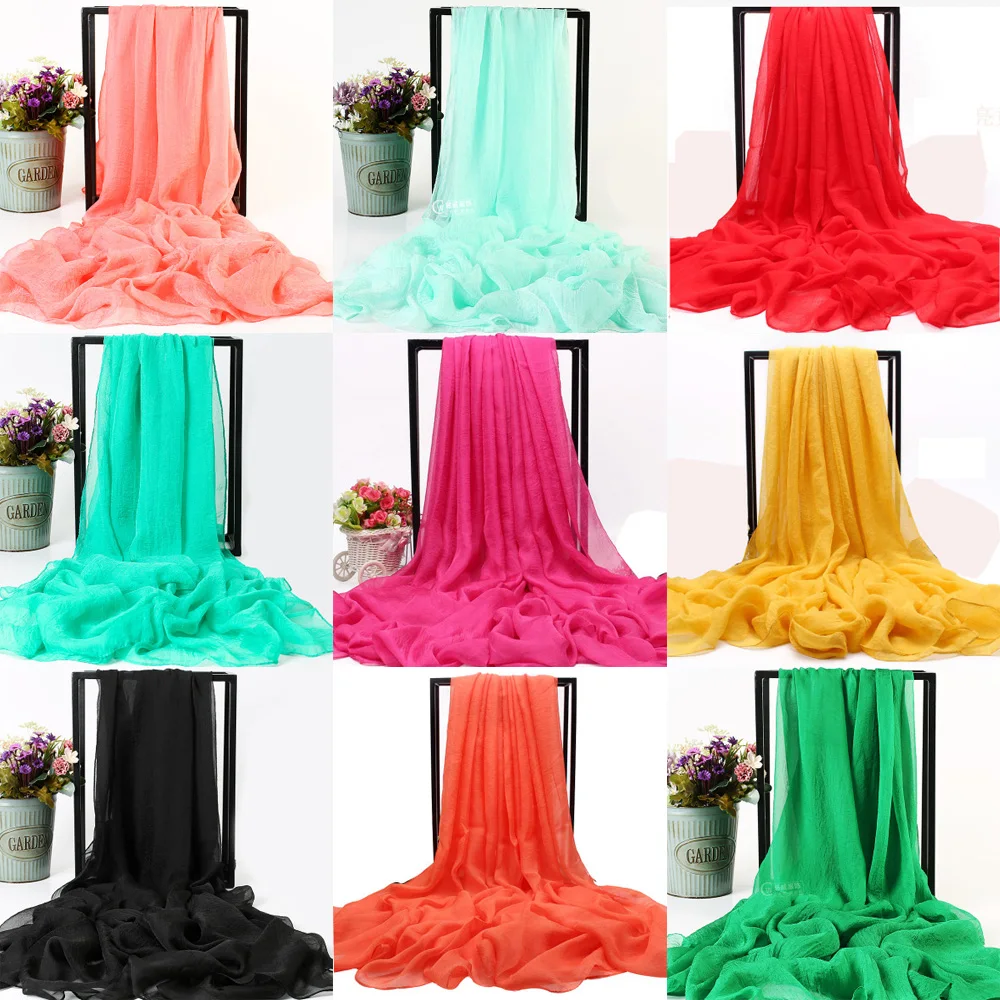 La MaxPa пляжный шарф женский чехол летняя однотонная шелковая шаль шифоновый