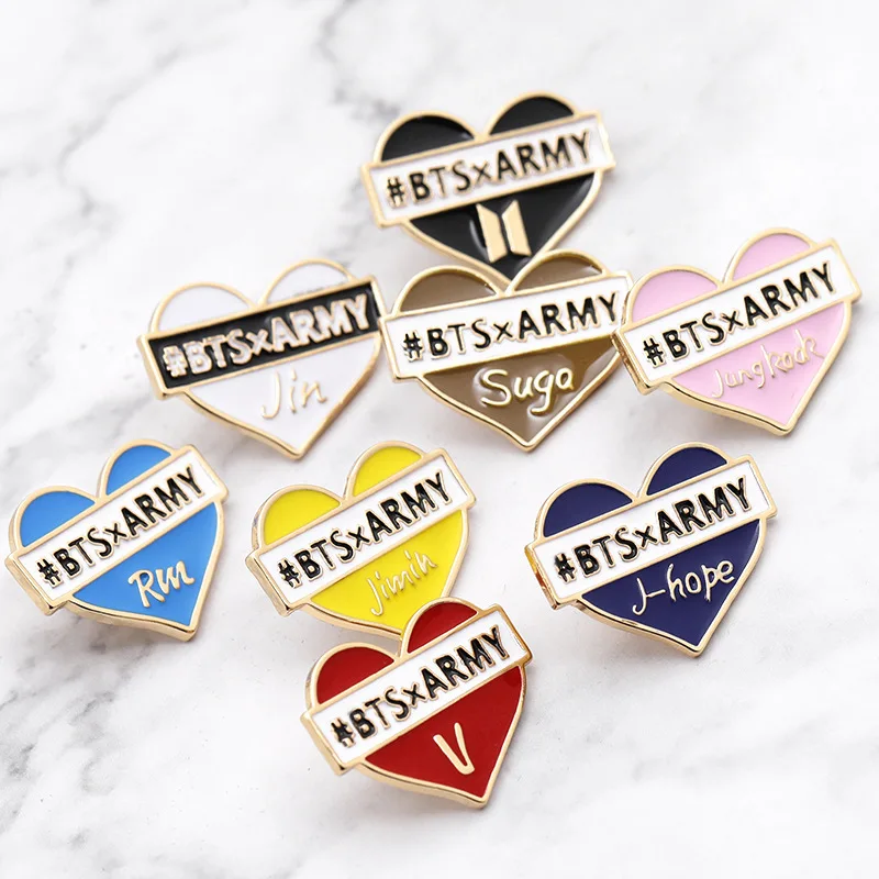 

Korean KPOP Idol Loves Yourself Name Badge Bangtan Boys Brooch Girls Like Star Avatar Pins Bags Clothing Accessories 2021 New