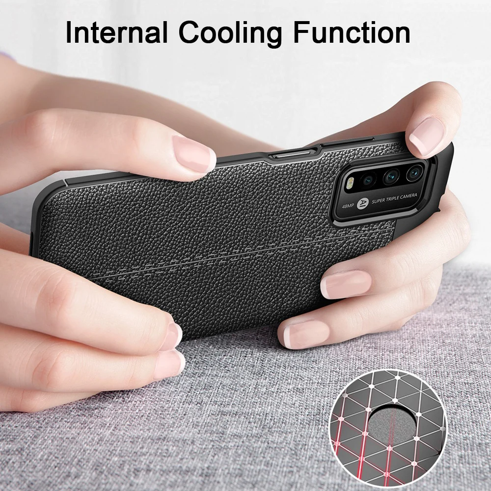 

KEYSION Shockproof Case for Xiaomi POCO M3 M2 F2 Pro luxury leather texture soft silicone Phone Back Cover for POCO C3 X3 NFC