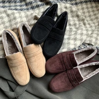 2021 new outdoor winter warm single shoes comfortable casual flat shoes wool warm shoes womens shoes commuter shoes office shoes