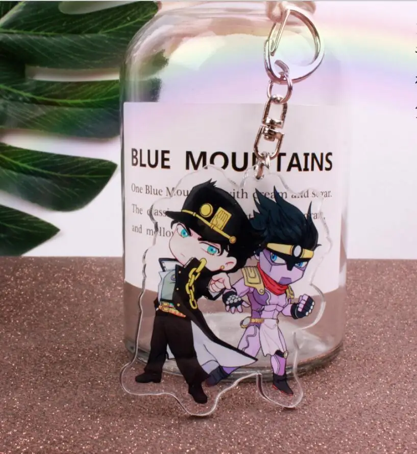 Anime JoJos Bizarre Adventure Golden Wind Kujo Jotaro Acrylic Figure keychain Keyring Decoration Collection Model Toy Cosplay