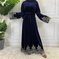 muslim fashion gold velvet womens dress abaya noble long skirt arab ramadan long skirt islamic ethnic style evening dress