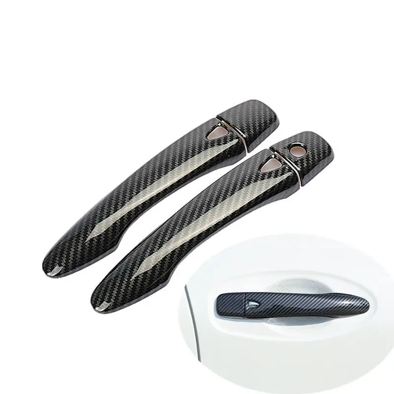 

Для Nissan Micra March 2017 2018 2019 2020 углеродное волокно крышка дверной ручки автомобиля отделка наклейки автостайлинг аксессуары