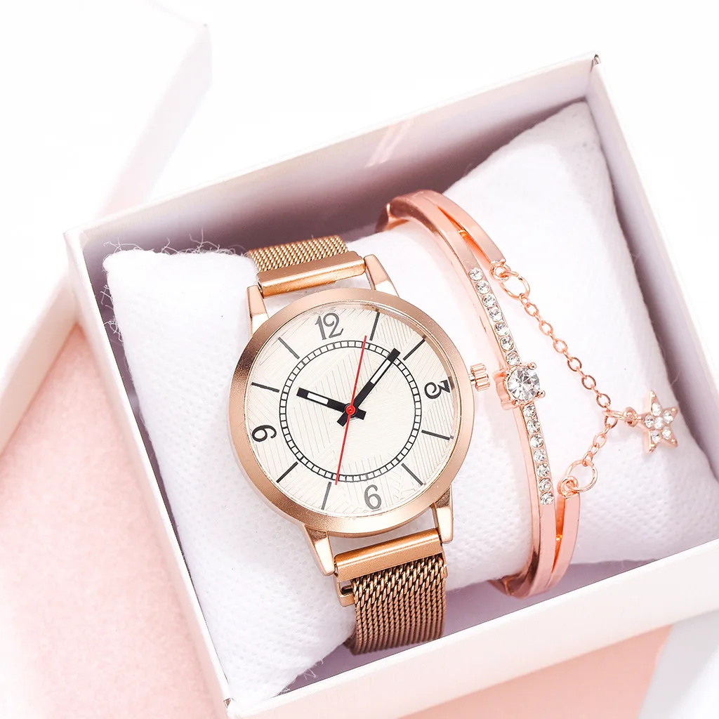 

Bracelet Set Women Watches Luxury Magnetic Buckle Analog Ladies Watch Women Diamond Dress Clock Reloj Mujer Zegarek Damski 2pcs