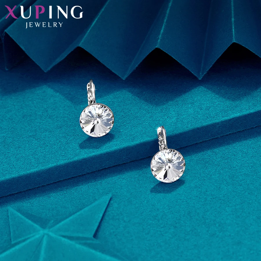 Xuping простой дизайн обручи серьги Модные Кристаллы от Swarovski Специальный стиль для девочек ювелирные изделия подарок S143/S142.2-97326/206