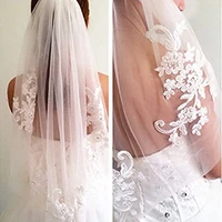 bridal lace embroidery hollow out flower white and ivory veil drop wedding hair comb crystal beads wide lace veil 2022