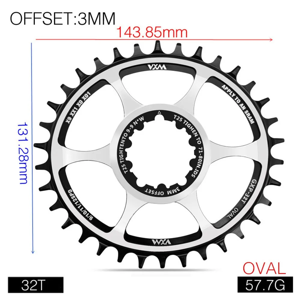 

VXM 32/34/36T Chainring Bicycle Bike Oval Chainwheel Direct Mount For SR-AM GXP 57.7/ 66/ 74.4G Aluminum Alloy Mtb Parts