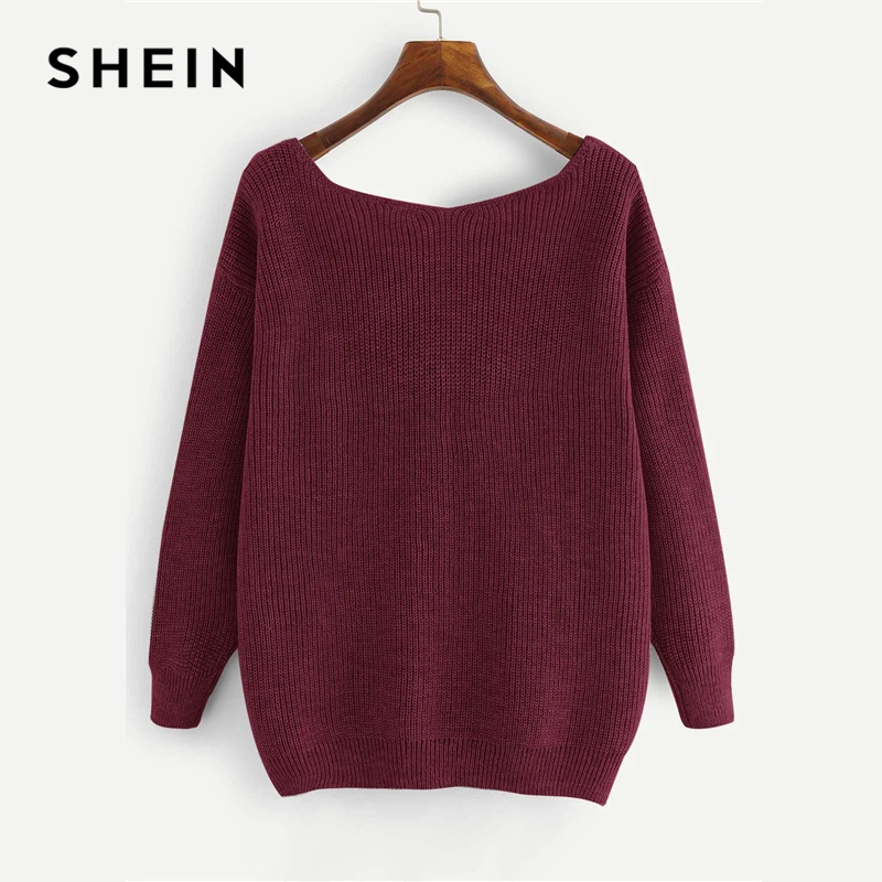 SHEIN Стильный Свитер С Вырезом, Свитер С Бантом И Бусинами, Элегантный Свитер С Отделкой