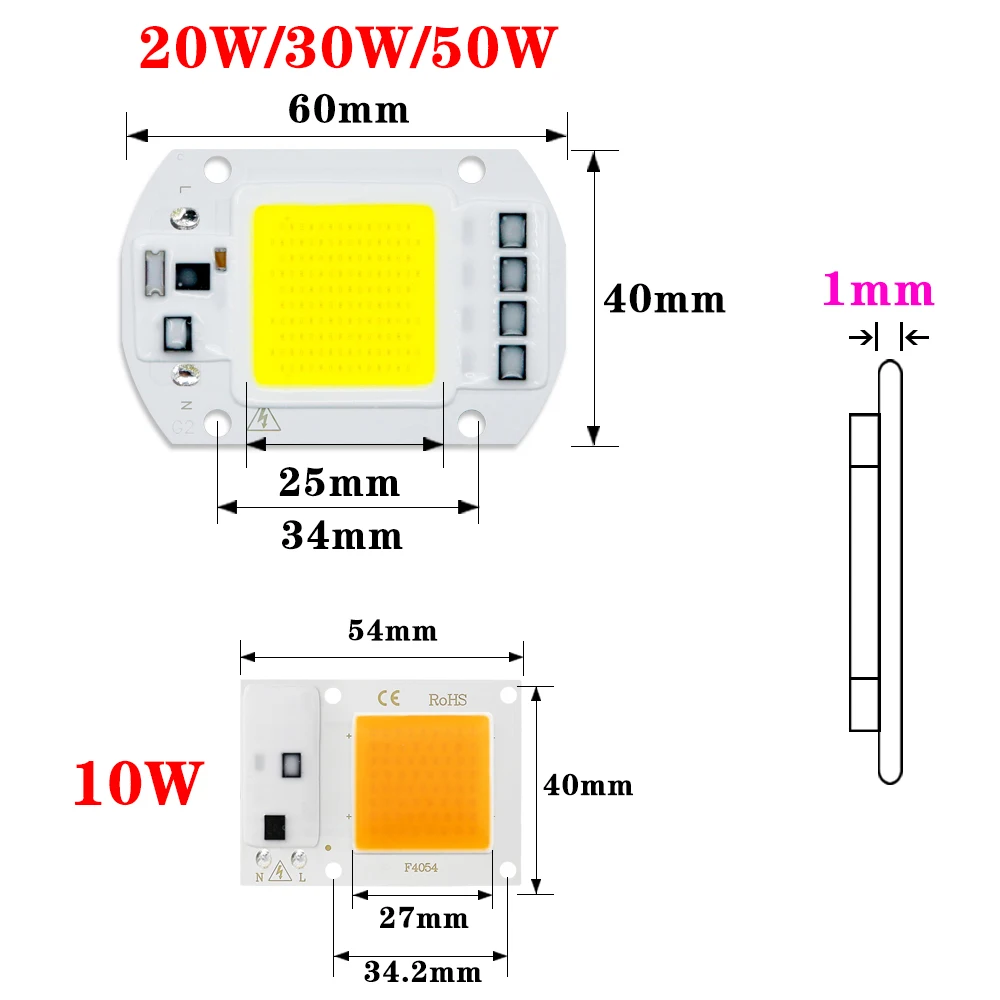 Светодиодный чип диод 50 Вт 30 20 10 220 В 110 COB Чип светодиодный светильник для