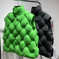 more than 500g filling womens weave knit fluffy down coat female winter thicker warm down vest down parkas wy404 dropshipping