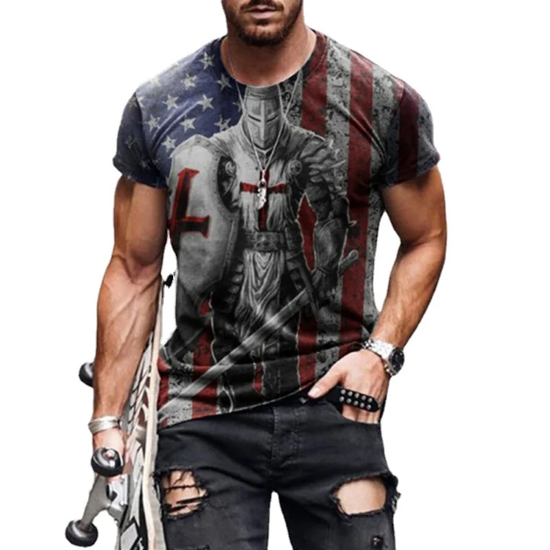 

3d Printing T-Shirt Men Breathable Street Handsome Loose National Flag Pattern Oversized Male Sports Harajuku Plus Size Top Tees