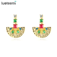 luoteemi tiny pendulum drop earrings rainbow multiple color cz stone trendy fashion 2022 jewelry for women christmas gifts