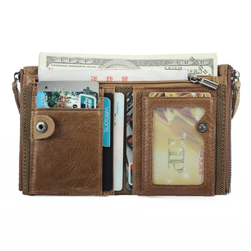 Кожаный мужской кошелек с защитой от кражи Rfid многофункциональный вертикальный