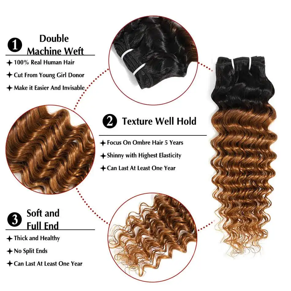 

On Sale Deep Wave Hair Single Bundle 3 Bundles Raw Indian Hair Unprocessed Mink Ombre Deep Curly Human Hair Bundles For Women